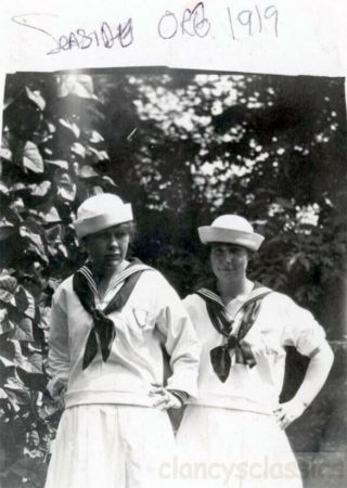 1919 Two Pretty Young Women Sailor Uniforms Seaside Oregon