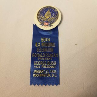 Ronald Reagan / Bush - Inauguration Pin Ribbons Button Political Vintage
