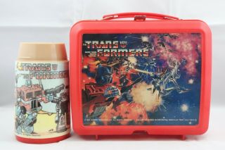 Vintage 1984 Transformers Aladdin Lunch Box With Thermos - No Lid