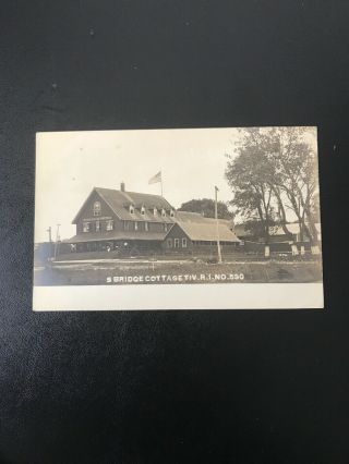 Vintage Postcard Stone Bridge Cottage Rhode Island Rare Sepia Tint