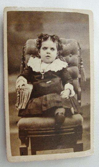 Antique Cdv Photo Portrait Of A Little Girl With Spooky Eyes Wilmington Delaware