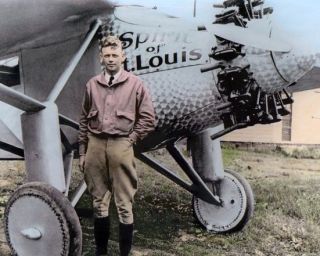 Charles Lindbergh Spirit Of St.  Louis 1927 4x6 " Hand Color Tinted Photograph