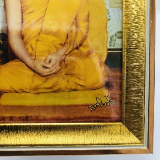 Vintage Thailand Photo Picture Frame Bangkok Collectible King Rama 9 Temple Monk 2