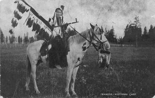 F49/ Native American Indian Postcard C1910 Francios Kootenai Chief Horse 17