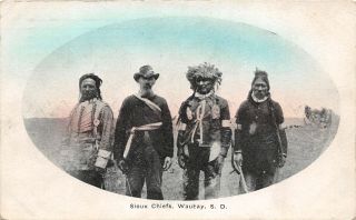 F49/ Native American Indian Postcard C1910 Waubay South Dakota Sioux Chiefs 4