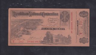 Historical Paper - 1896 Republican National Convention - Complete Ticket W/stub