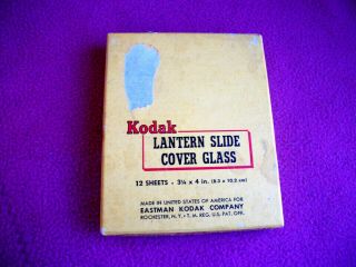 Collectible 12 Sheets Kodak 3 - 1/2 X 4 " Lantern Slide Cover Glass,
