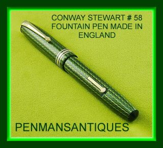 Circa Conway Stewart 58 Fountain Pen In Green And Black Herringbone