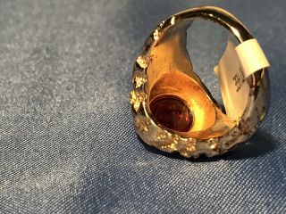 MASONIC LODGE RING RED OVAL STONE 18K HGE GOLD NUGGET STYLE SIZE 10 USA MADE 5