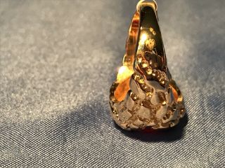 MASONIC LODGE RING RED OVAL STONE 18K HGE GOLD NUGGET STYLE SIZE 10 USA MADE 7