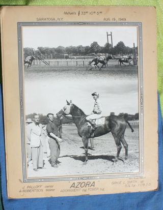 Dated 1949 Saratoga,  Mike Sirico Horse Racing Cabinet Photo,  Jockey Gayle Smith