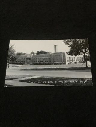 Vintage Rppc Carfield School Cherokee Iowa Real Photo Postcard Rare