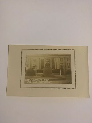 Vintage Rppc Postcard Courthouse & Monument San Augustine Texas Real Photo