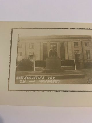 Vintage RPPC Postcard Courthouse & Monument San Augustine Texas Real Photo 2