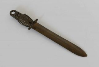 Antique H.  L.  Judd Company Bronze Coated Cast Iron Owl Letter Opener