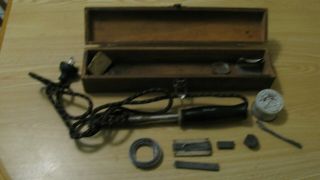 Vintage Stanley Soldering Iron 435 Victor W/ Orig Wooden Box & Nokorode Paste