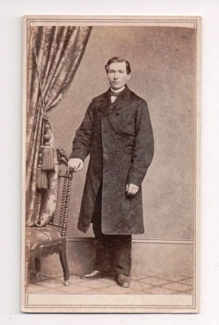 Vintage Cdv Unknown Man In Trench Coat G.  H.  Auxer Hightown Jersey