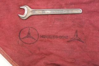 Vintage Oem Mercedes - Benz Tool Kit Red Roll Cloth Pouch & Hetco 13mm Wrench