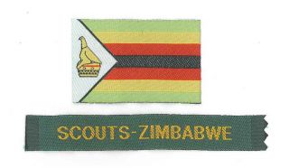 Scouts Of Africa Zimbabwe - Boy & Girl Scout National Flag & Strip Patch Set