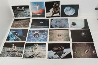 Vintage Nasa Apollo Mission To Moon 8x10 Photos W/ Spacecraft Decals,  Stamps