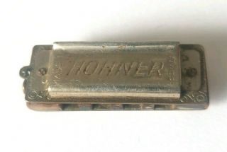 Vtg Hohner Miniature Harmonica 4 Hole 8 Tone Music Instrument Pendant Germany