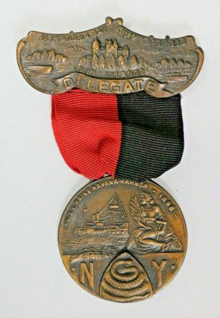 Military Order Of The Serpent Alexandria Bay York 1936 Delegate Badge Ribbon