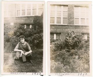 1920 Photos Ia Iowa Manson Pretty Young Woman With Camera By A School Building