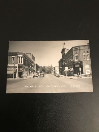 Vintage Rppc 1958 De Witt Street Portage Wisconsin Real Photo Postcard