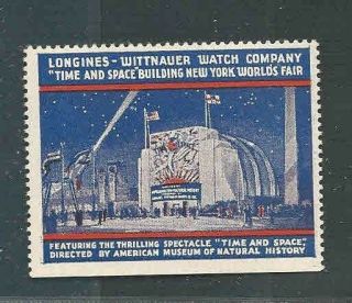 1939 - 40 Ny Worlds Fair Longines - Witnauer Watches Poster Stamp W/gum Rare
