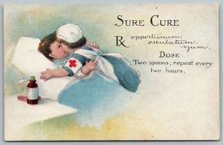 Patriotic Wwi Medical Spooning Red Cross Nurse Tends Soldier Kiss Dose: 2 Hours