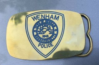 Vintage Wenham Massachusetts Police Brass Akinco Belt Buckle
