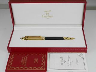 Cartier Panthere Black Lacquer And Gold Plated Ballpoint Pen