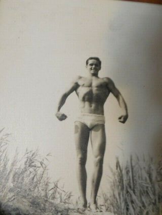 Old Photo Young Man Body Builder