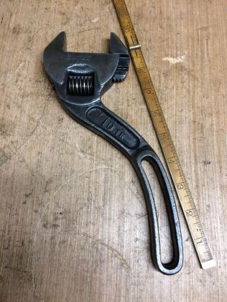 Vintage Bemis And Call Co B & C 10” Curved Adjustable Wrench Smooth