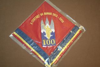 Bsa Lds 100 Years Of Scouting Red Neckerchief.  Rare.  Mormon Utah
