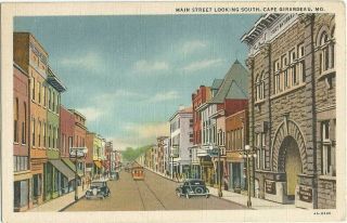 Cape Girardeau,  Mo Missouri Old Postcard,  Main Street Looking South