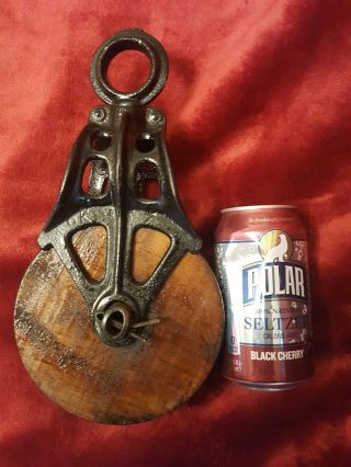 Antique Vintage Cast Iron Barn Pulley Old Farm Tool Rustic Primitive