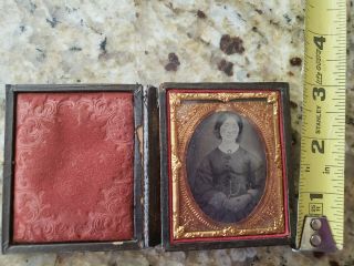 Victorian Tin Type Photo Of Woman In Frame