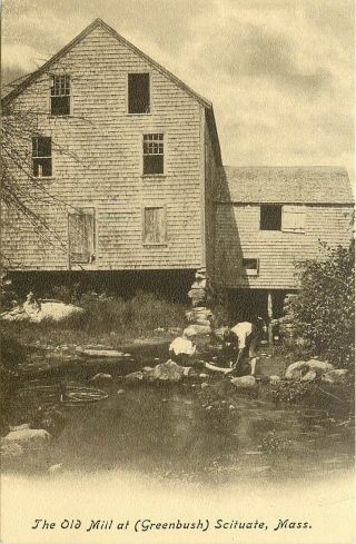 Vintage Postcard The Old Mill At Greenbush Scituate Ma Plymouth County