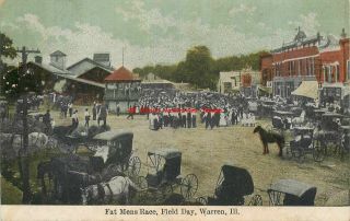 Il,  Warren,  Illinois,  Field Day,  Fat Mens Race,  Horses