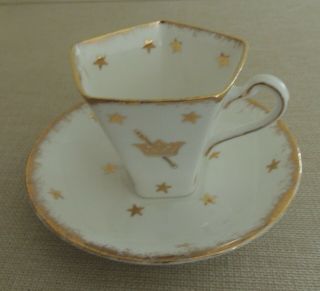 Eastern Star Cup & Saucer Set Esther Gladstone Bone China England Oes Gold Crown