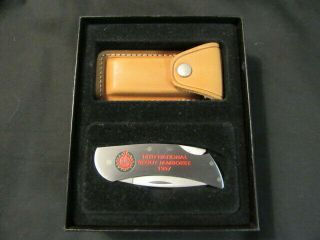 1997 National Jamboree Zippo Pocket Knife With Leather Case Tf