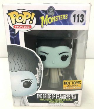 Funko Pop Movies 113 Bride Of Frankenstein Hot Topic Exclusive Glow See Box