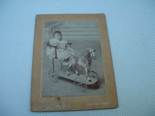 An Antique Carte De Vista.  Cdv Of A Child With Horse Toy.  Edwin Kelly.  Newton Abbot