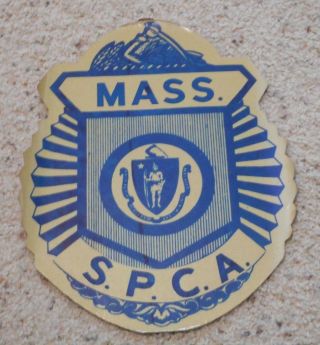 Vintage 1950s - 1960s Massachusetts S.  P.  C.  A.  Car Sticker Emblem Obsolete Spca