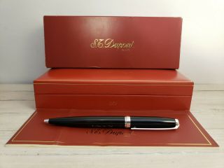 S.  T.  Dupont Fidelio Anthracite Lacquer & Silver Plated Ballpoint Pen,  Nos