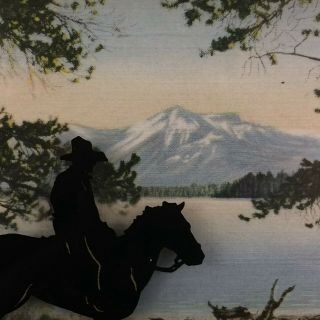 Vtg Yellowstone National Park Cowboy Horse Reverse Paint Silhouette Western Art 3
