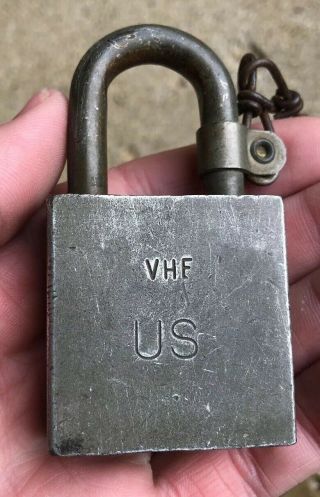 Vintage AMERICAN U.  S.  A Series 200 Hardened VHF US Padlock W/Key 3