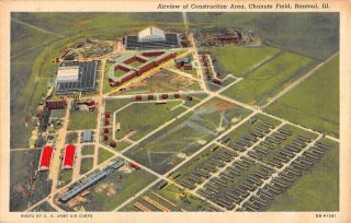 Rantoul Illinois Chanute Field Aerial View Antique Postcard K34384
