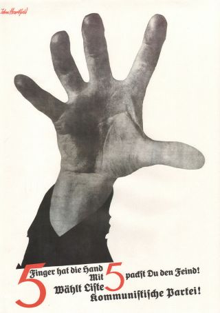 John Heartfield - 5 Fingers Rare East German Art Poster Gdr
